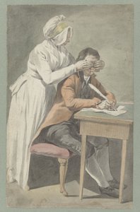 Girl Covering the Eyes of a Young Man