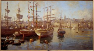Orange Balacelles (View of the Port of Marseille) by Etienne Philippe Martin