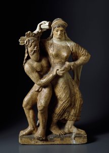 Satyr and Dancing Maenad. Terracotta sculpture from a temple of Mater Matuta at Satricum. 480 BC. Rome, Museo Nazionale di Villa Giulia by Etruscan