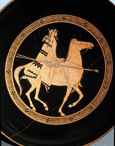 Etruscan antiquity: (detail) of a kylix representing a rider by Etruscan