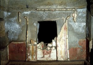Etruscan civilization: entrance of the Francois tomb in the necropolis of Ponte Rotto, 4th century BC. Vulci, Italy