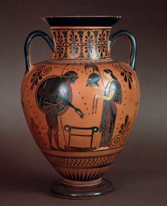 Terracotta Hydria Representing Thetis Surrendering Arms to Achilles by Etruscan