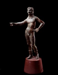 Etruscan civilization: the deity of Culsans design Bronze sculpture, 3rd century BC from Cortona, Italy by Etruscan