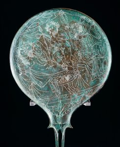 Mirror depicting banquet scene, Etruscan Civilization, 4th Century BC by Etruscan