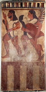 Etruscan Art: Plate painted terracotta called Plaque Campana: an archer, a genie wing bearing a feminine figure