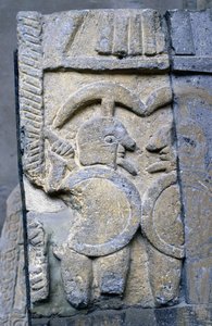 Etruscan Warrior on a Sarcophagus of the National Museum of Tarquinia