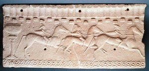 Plaque with a relief of horsemen by Etruscan Etruscan