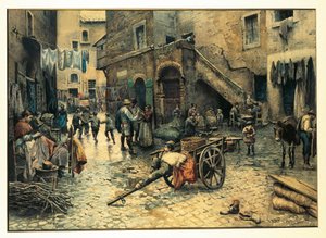 Street Life on Via Capocciuto in (Jewish) Ghetto in Rome
