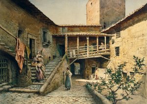 The Courtyard in Anguillara Palace in Rome, from the Series Disappeared Rome