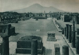 View of the Forum with Mount Vesuvius in the Distance, Pompeii, Italy, 1927