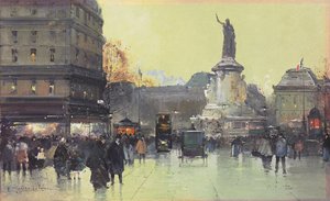 Place de la Republique, Paris by Eugene Galien Laloue