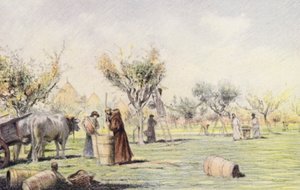 Friar Giles working in the Vineyard by Eugene (after) Burnand