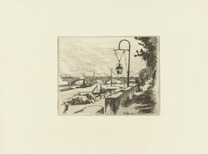 Cityscape with Austerlitz Bridge and Seine in Paris by Eugene Bejot
