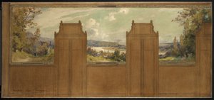 Sketch for the Town Hall of Bagneux (?): Landscape from Joinville to Nogent, circa 1907 by Eugene Bourgeois