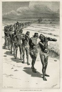 Column of Bearers Through the Rice Fields, Between Bassac and Hue by Eugene Burnand