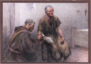 Friar Bentivoglia tends a leper
