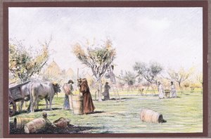 Friar Giles working in the vineyard by Eugene Burnand