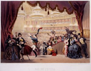 The Mask Ball of the Opera de la Rue Le Peletier in Paris by Eugene Charles Francois Guerard
