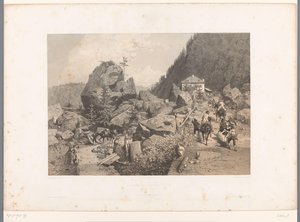 Travelers on the Pass of the Tête Noire Between Martigny and Chamonix by Eugene Ciceri