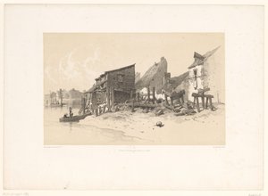 Riverbank with Houses and Watermill (Picturesque Landscapes) by Eugene Ciceri