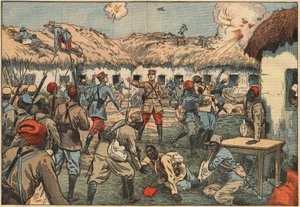 Colonial troops unlocked the Aoulay post in Morocco under Captain Duboin by Eugene Damblans