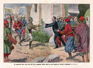 Events of Morocco, taken over from Marrakech by the troops of Hubert Lyautey and Charles Mangin. Commander Simon, after having fled the pretender El-Hiba, released the nine