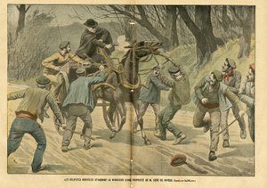 Illustration by Eugene Damblans (1865-1945) in Le Pelerin, 31/01/04 - Agricultural Strikers Attack the Regisseur of a Property of M. Sere de Riviere by Eugene Damblans