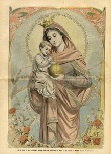 Illustration of Eugene Damblans (1865-1945) in Le Pelerin, 01/05/04 - In This Month of May, the Blessed Virgin Prays Her Divine Son to Bless and Save the World by Eugene Damblans