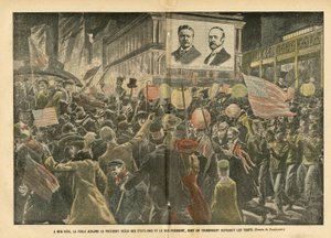 Illustration of Eugene Damblans (1865-1945) in Le Pelerin, 20/11/04 - In New York, the Crowd Cheers the Reelected President of the United States and the Vice President by Eugene Damblans