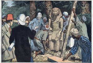 French Archaeological Mission Discovers a Statue of Sesostris III by Eugene Damblans