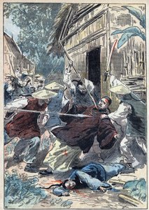 The French priest Berthollet (1865-1898), priest of the Foreign Missions, was assassinated by Chinese national guards near the town of Yun Ngan Cheou on 21 April 1898. Illustration of Damblans in 
