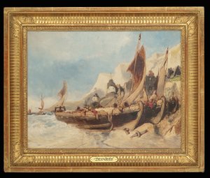 Fishing Boats on the Beach, Brittany by Eugene Deshayes