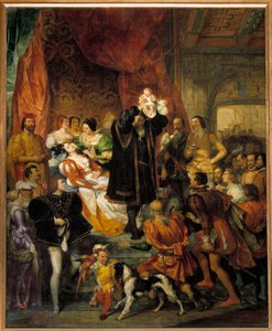 Birth of King Henry IV on 13/12/1553 at the Chateau de Pau by Eugene Deveria