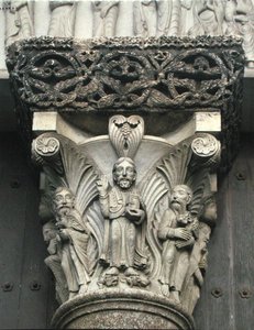 Column capital with Christ Blessing from the West Portal of the facade