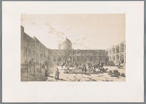 Caravanserai-i-Shah in Qazvin by Eugene Flandin