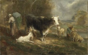 Farmyard with Cattle by Eugene Fromentin