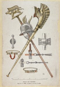 Accessories of the Gallic Warrior: Banner Decorating a Saglier Teaches, the Helmet and the Warhorn (Carnyx) - in “Illustrous Teaching Cahiers, War Costumes of the Bronze Age and the Gaulish Age”, ed. Grasset