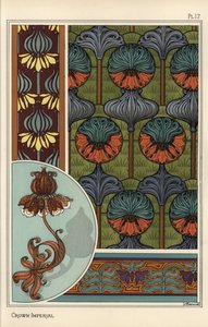 Crown Imperial Flower in Wallpaper and Fabric Patterns, and as Design for a Wrought Iron Lamp by Eugene Grasset