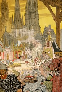Depiction of Mystery in Churchyard of Cathedral, Illustration for Notre-Dame de Paris