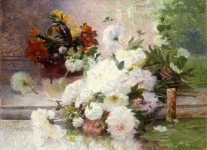 A Still Life with Autumn Flowers by Eugene Henri Cauchois