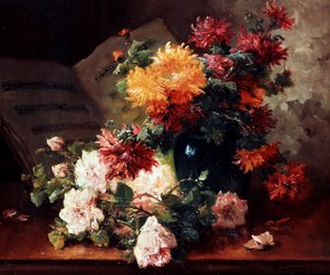Chrysanthemums and Roses