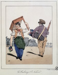 Le faubourg St Antoine: furniture repairman and walking umbrellas merchant - in "Souvenirs d
