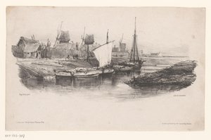Harbor with Boats and Windmills Bord de Canal Memories of Eugène Isabey (series title) by Eugene Isabey
