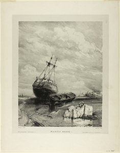 Low Tide (plate six from Six Marines) by Eugene Isabey