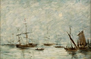 Boats Moored in a Harbour