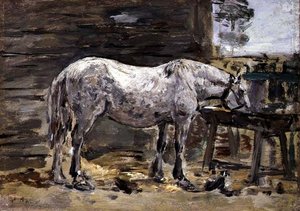 A Horse Drinking, c.1885-90 by Eugene Louis Boudin