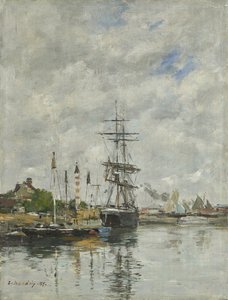 Deauville, the Boat Basin by Eugene Louis Boudin