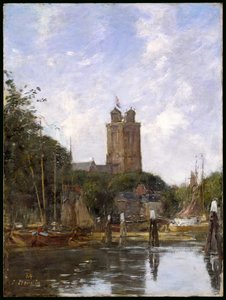 Dordrecht, the Grote Kerk from the Canal, 1884 by Eugene Louis Boudin