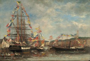 Festival in the Harbor of Honfleur, 1858 by Eugene Louis Boudin