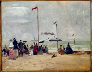 On the beach of Trouville, Normandy by Eugene Louis Boudin